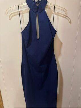 NWOT Karlie Navy Halter Keyhole Midi Dress
